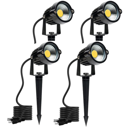 Norvo | Varm Hvit Spot Lys, Led Landskapsbelysning 5W 3000K Utendørs Spotlys Hage Spot Lys Med Spikerstativ Vanntett Spotlight For Hage Hjem Gressplen Dekorasjon Us 3-Stikk (4 Lys)