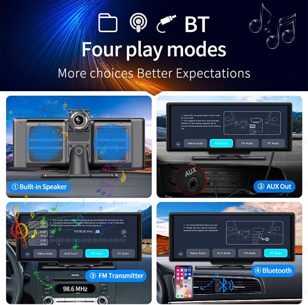Norvo | CarVision Pro – Smart Bilskjerm med Apple CarPlay, Android Auto & Dashkamera