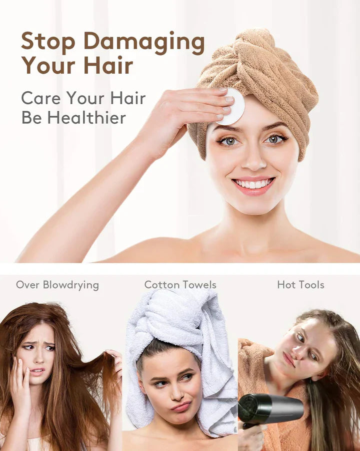 Norvo | Mikrofiber Hårhåndkle Sett | 3 Pakke for Rask Tørking