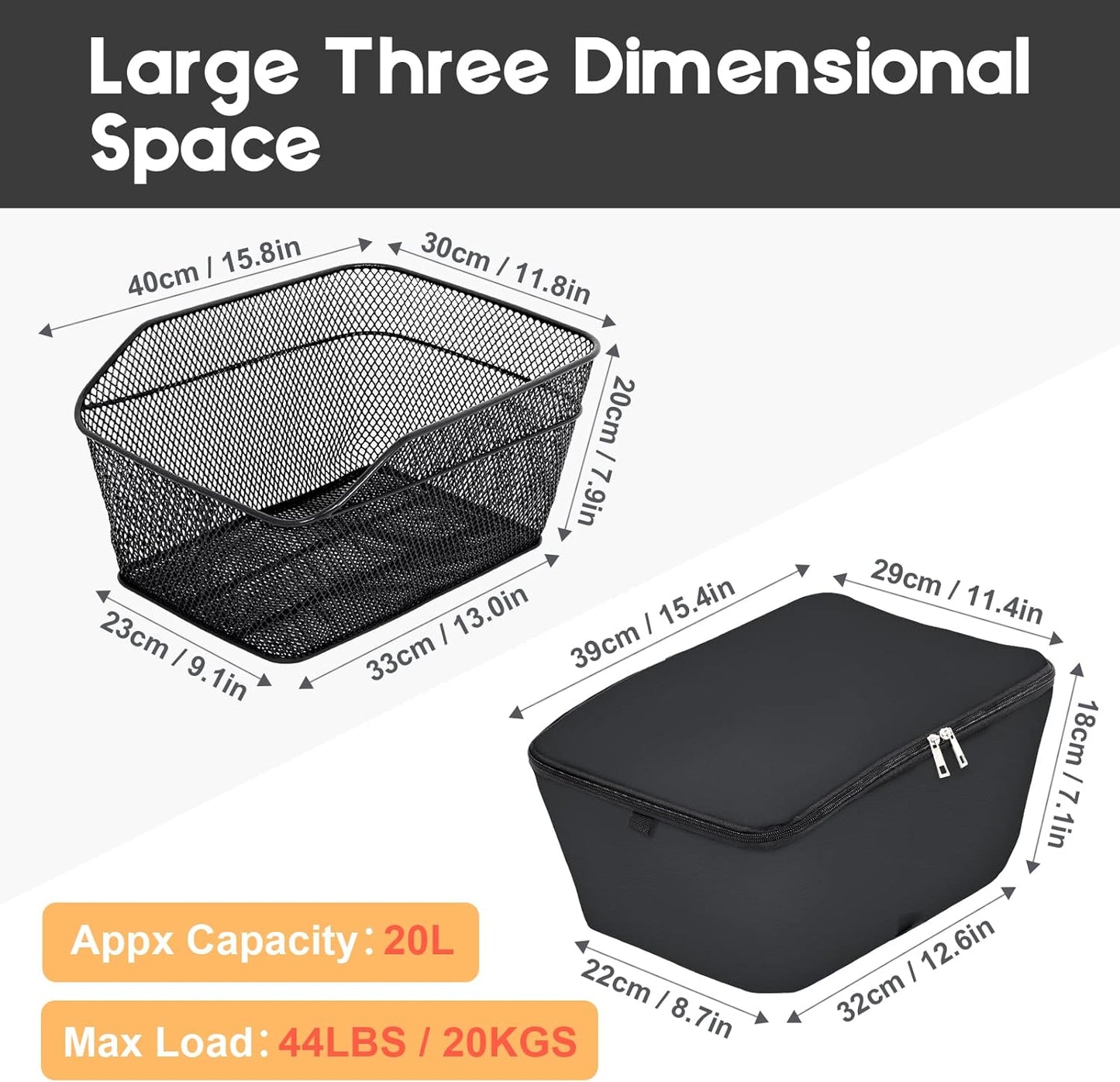 Frendorf | Vanntett baksykkelkurv med regntett lokk – Velora