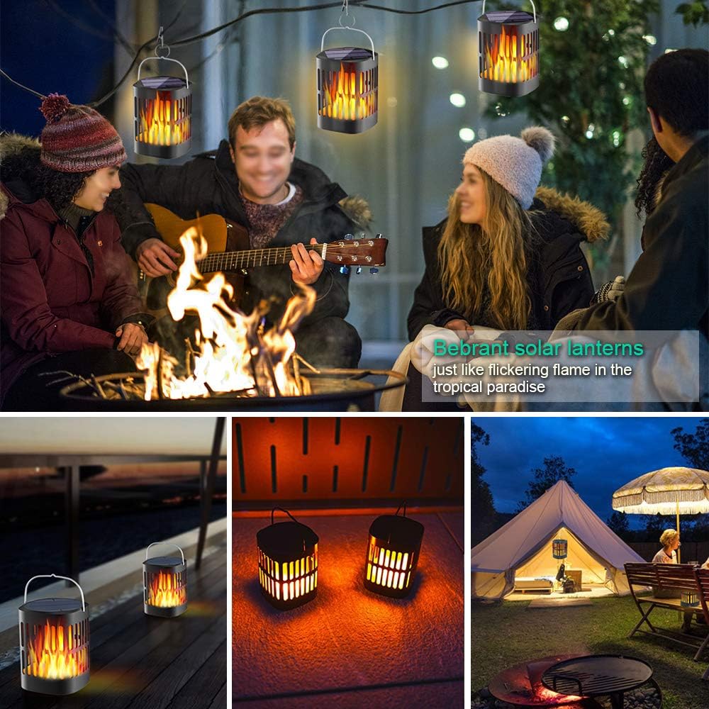 Norvo | Solar LED Flamme Lantern – Dekorativ utendørs belysning for hage og terrasse med hengemulighet