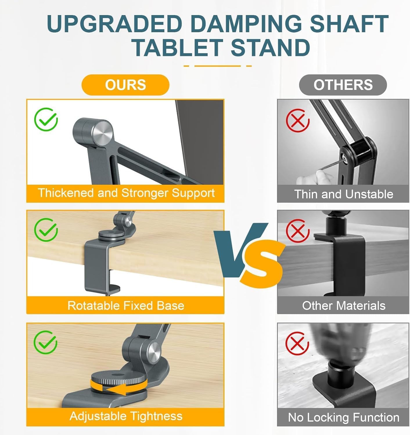 Norvo | Justerbart aluminiumstativ for nettbrett med 360° rotasjon – Movaro