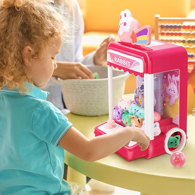 Doll Claw Machine med lys og musikk - Moro leketøy for fester, dobbel strømmodus, skuffedesign