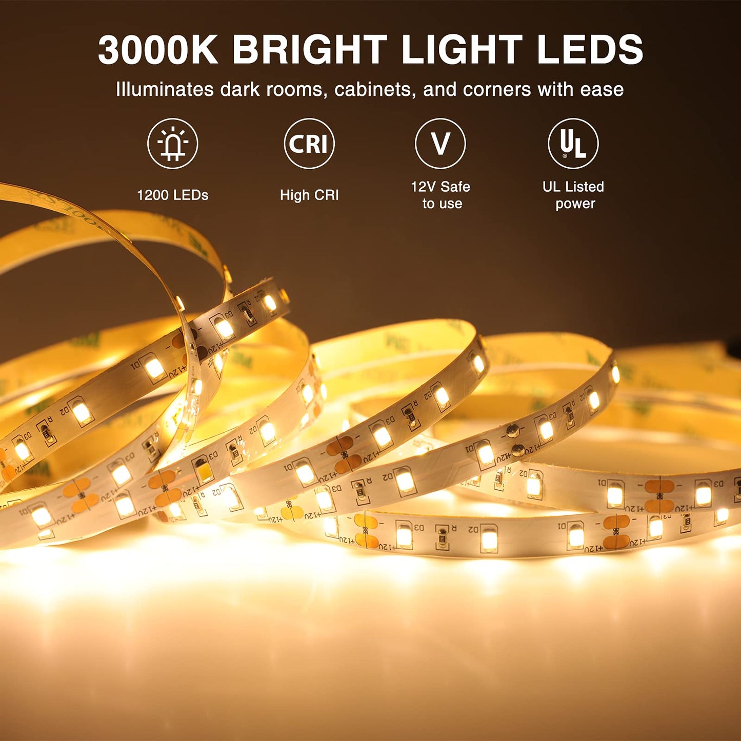 Norvo | Onforu 20m Varm Hvit Led Strips, Dimmbar 3000K, 1200 Leds For Hjem