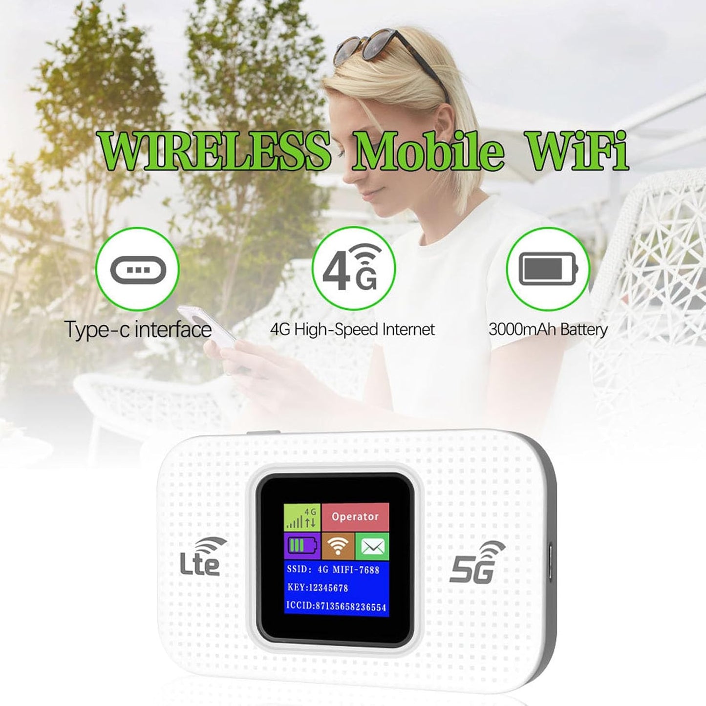Norvo | 4G LTE USB WiFi Hotspot Modem med 300Mbps hastighet og 3000mAh batteri – Netvora
