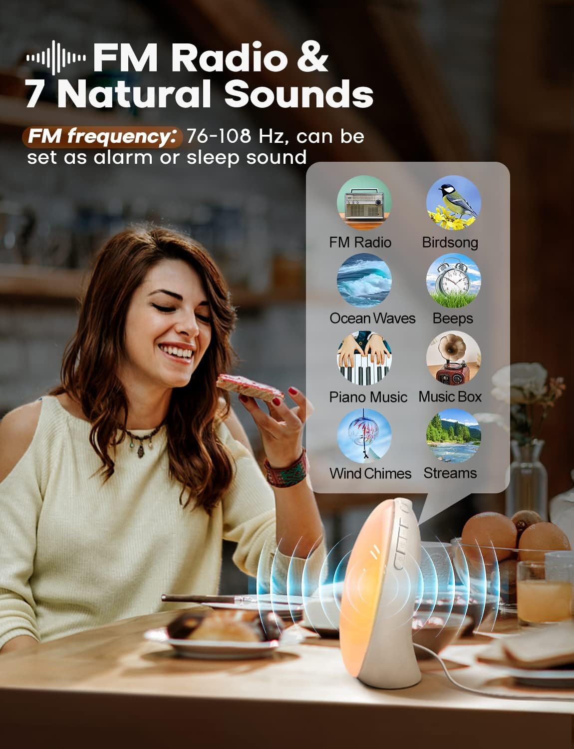 Norvo | GlowRise Naturlig Våkningslys Vekkerklokke med Soloppgang & Solnedgang Simulering