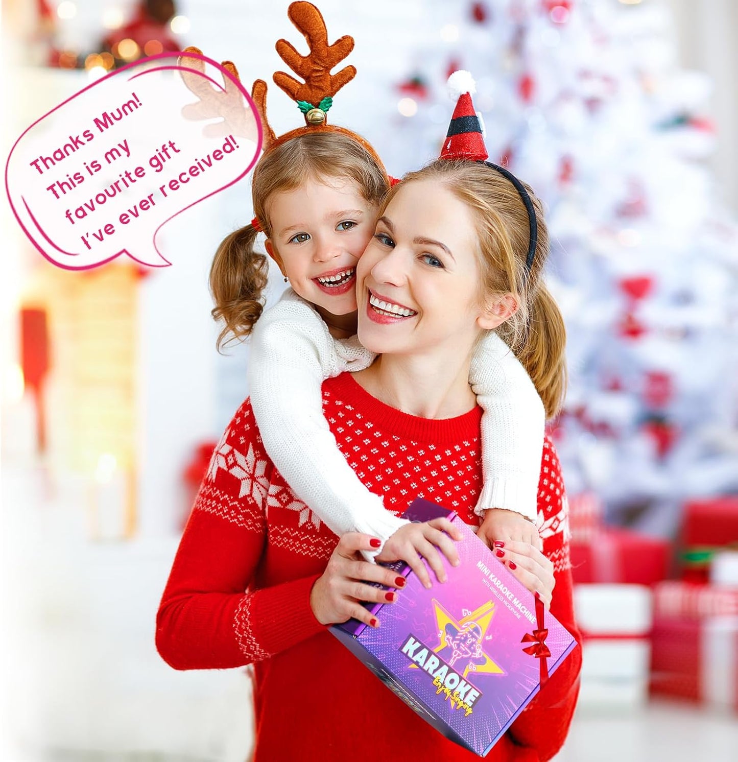 Norvo | Bærbar Mini Karaoke-maskin med Bluetooth-høyttaler og 2 trådløse mikrofoner – Veylo