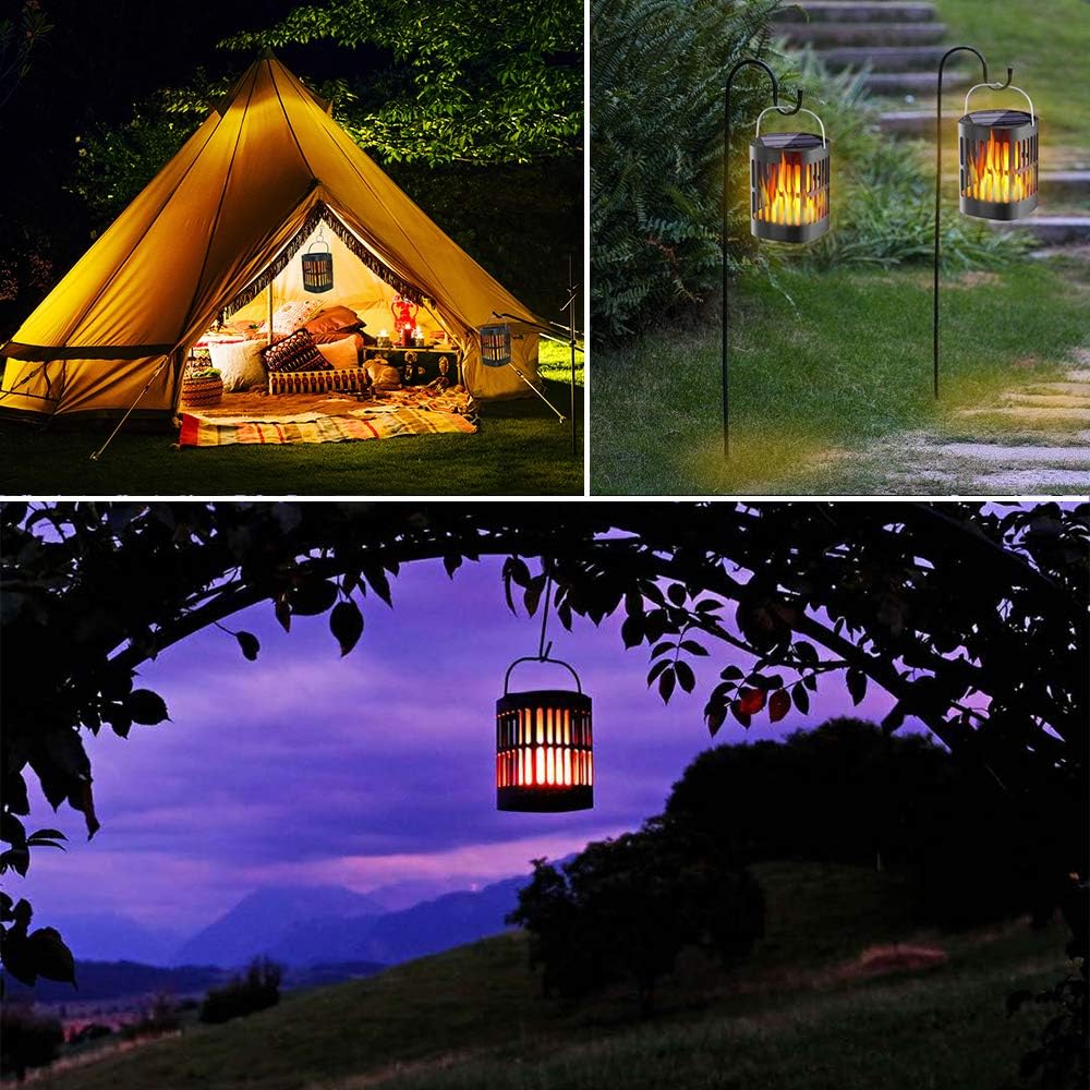 Norvo | Solar LED Flamme Lantern – Dekorativ utendørs belysning for hage og terrasse med hengemulighet