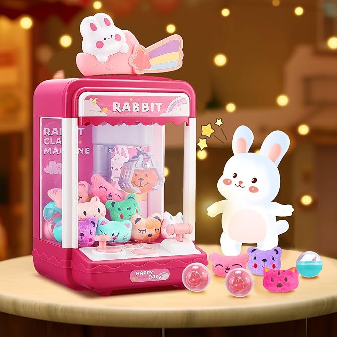Doll Claw Machine med lys og musikk - Moro leketøy for fester, dobbel strømmodus, skuffedesign