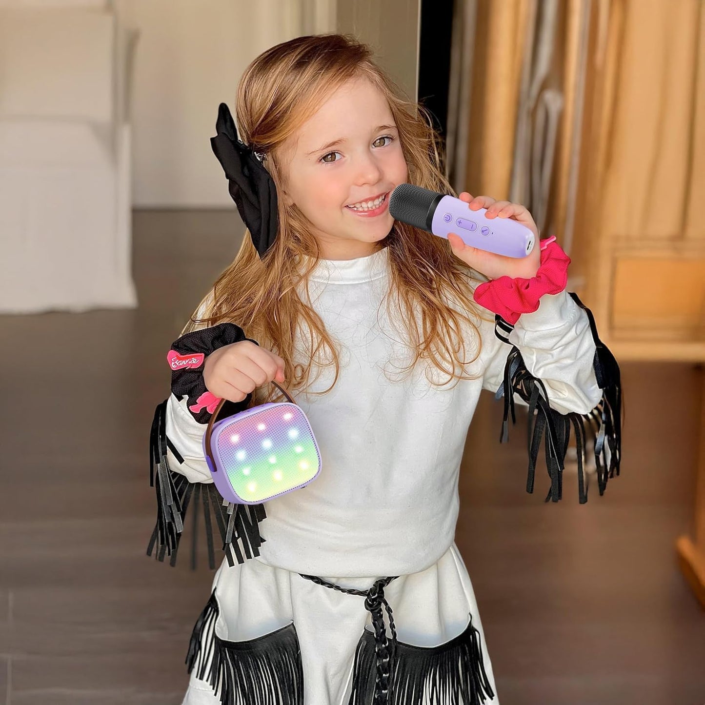 Norvo | Bærbar Mini Karaoke-maskin med Bluetooth-høyttaler og 2 trådløse mikrofoner – Veylo