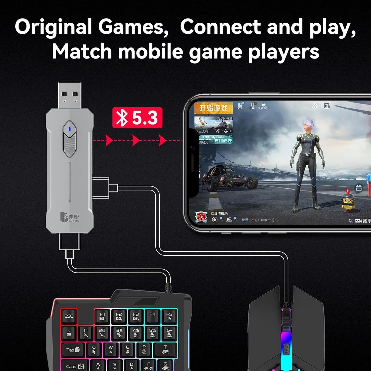 Norvo | RGB Gaming Tastatur og Mus Combo – Ergonomisk Kontroller Adapter Sett – Zyvorn