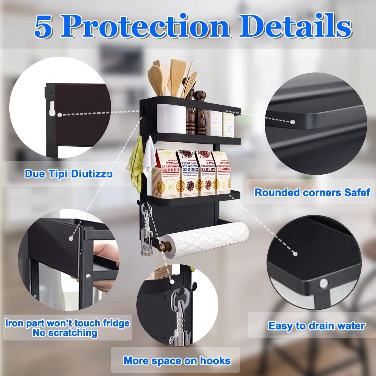 Norvo | Magnetisk kjøleskap krydderhylle med papirhylster – Oryden