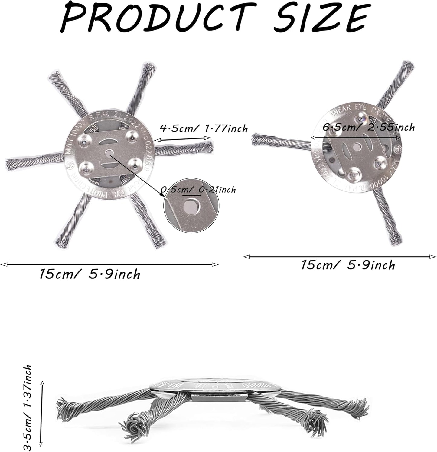 Norvo | 6" Tvunnet Tråd Ugressbørste – Stål Trimmerhode for 5 mm Aks Elektriske Gressklippere