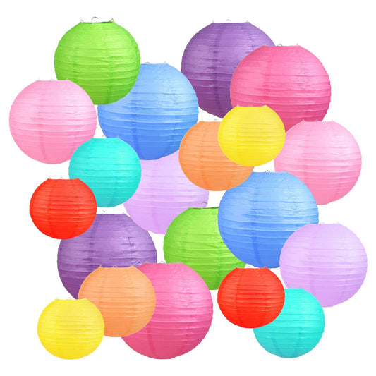 Norvo | Lihao 20Pcs Fargerike Papirlaterner For Fester, Bryllup, Fødselsdager, Halloween - 6'' Til 12''