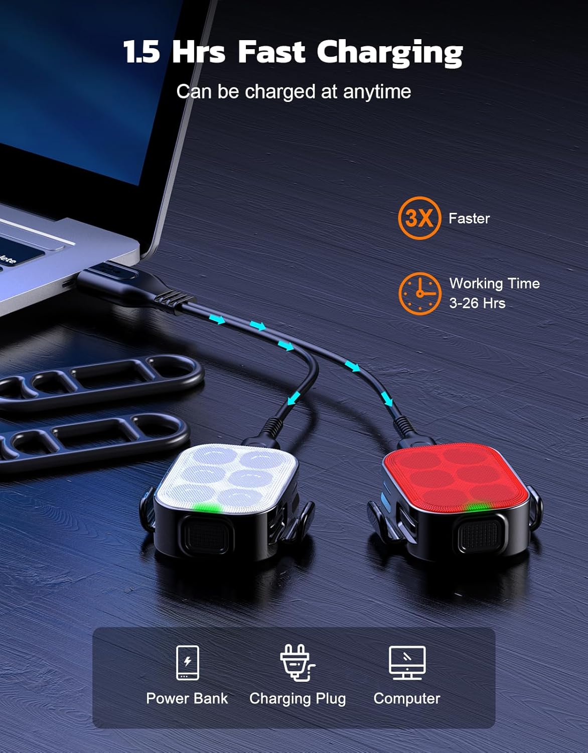 Norvo | Ultra Slim USB Oppladbart Sykkel Lys Sett med 4+6 Moduser – SlimBeam