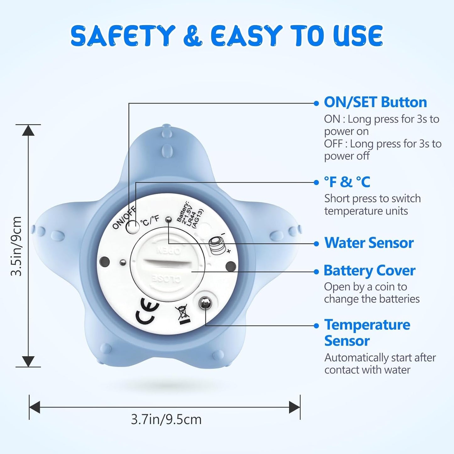 Norvo | AquaSafe Baby Badetermometer – Digital Skjerm med 3 Farger og Temperatur Advarsel