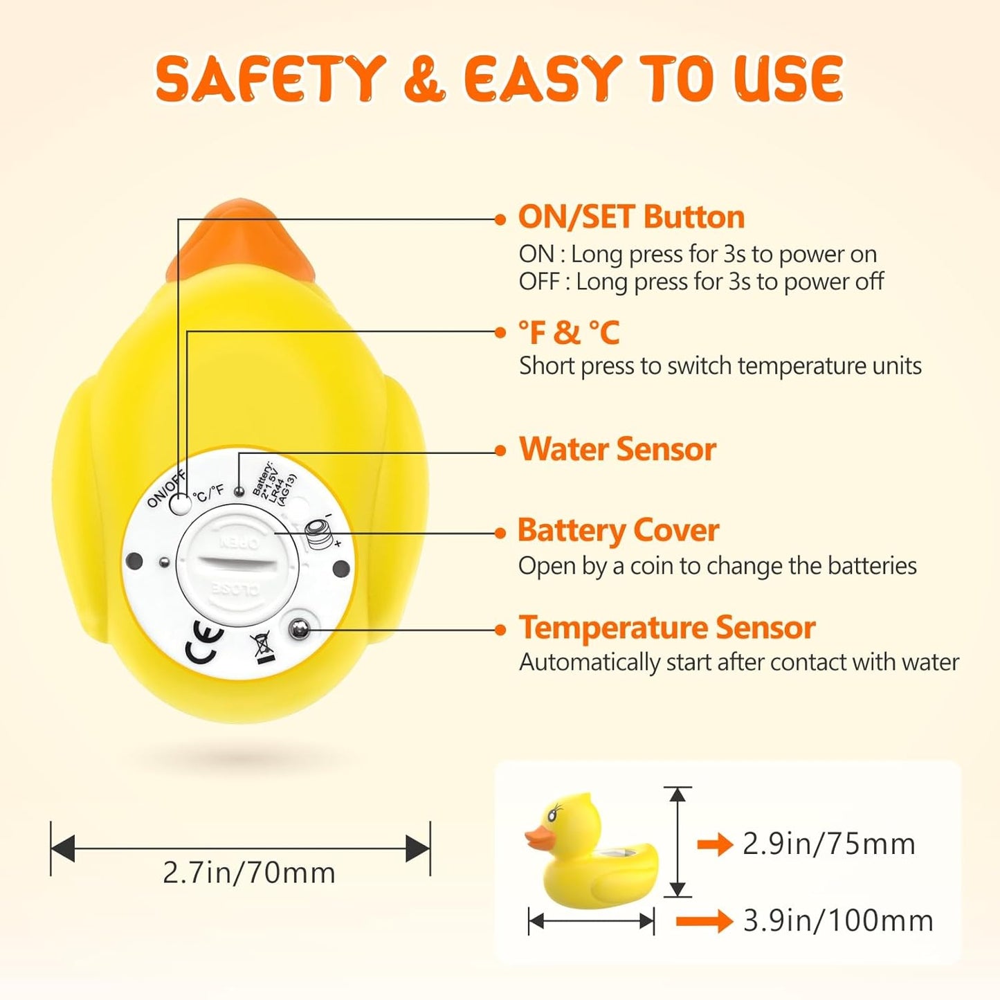 Norvo | AquaSafe Baby Badetermometer – Digital Skjerm med 3 Farger og Temperatur Advarsel