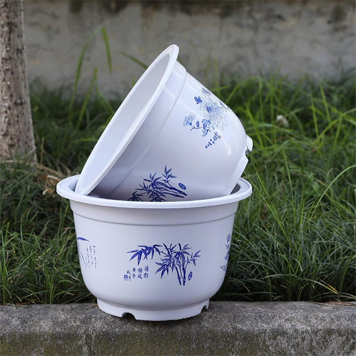 Norvo | Plastblomsterkrukke med bambusmotiv – Elegant planter for balkong og hage