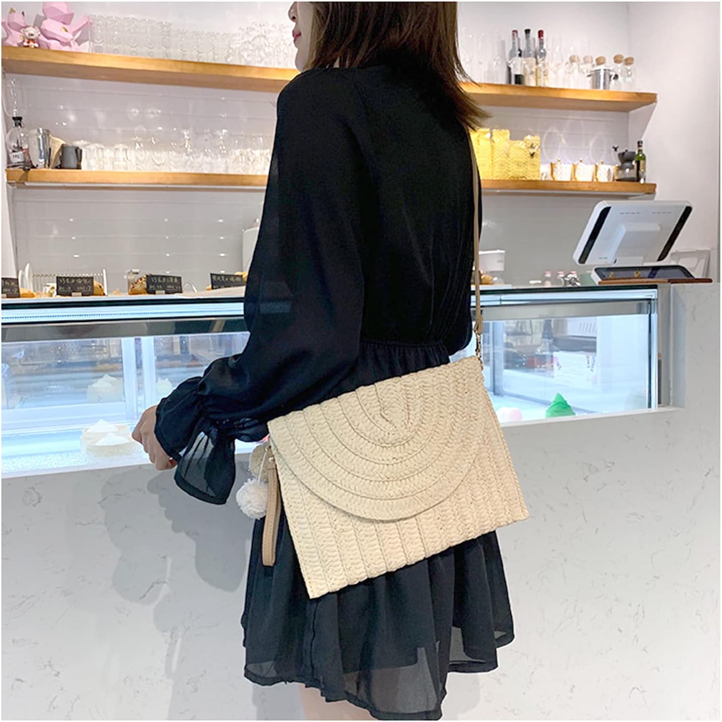 Norvo | Straw Crossbody Bag Sommer Woven Shoulder Purse