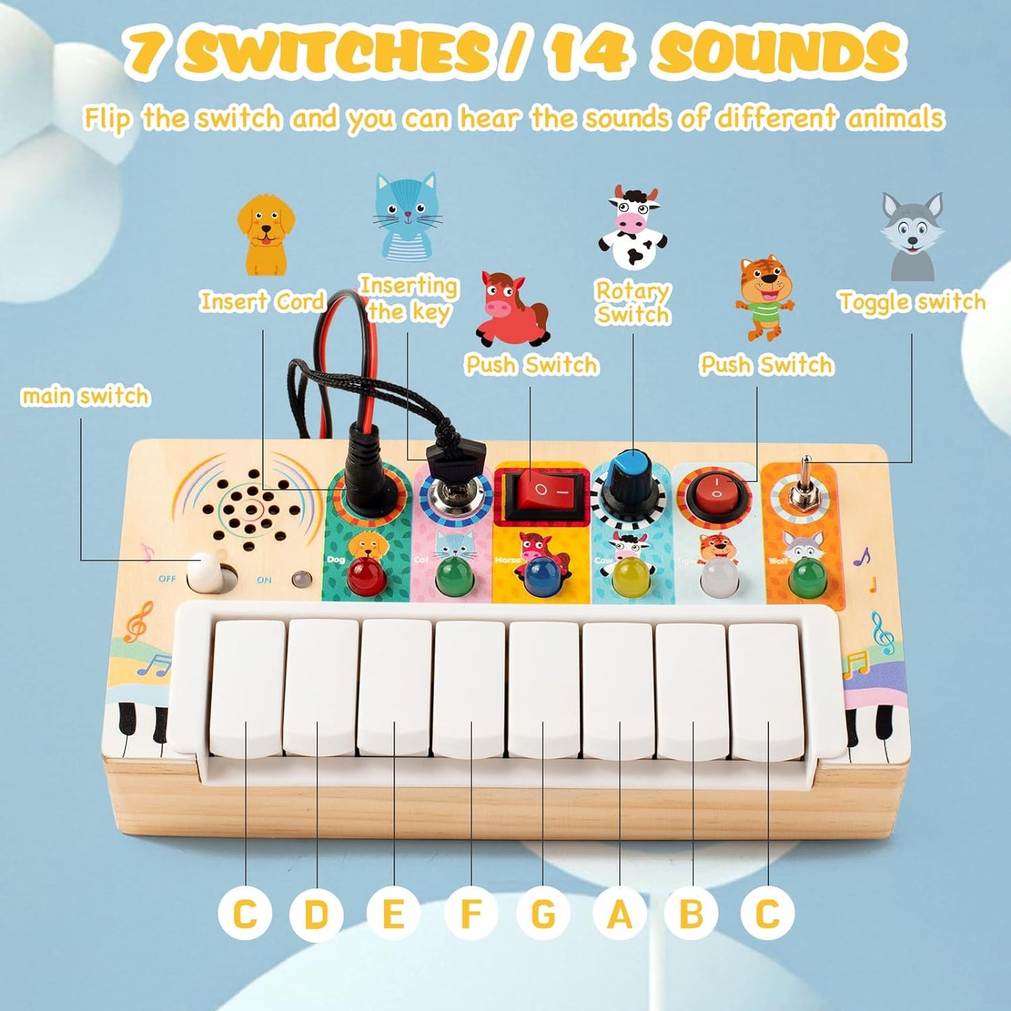 Norvo | Piano Busy Board - Kreativ Musikalsk Opplevelse for Babyer