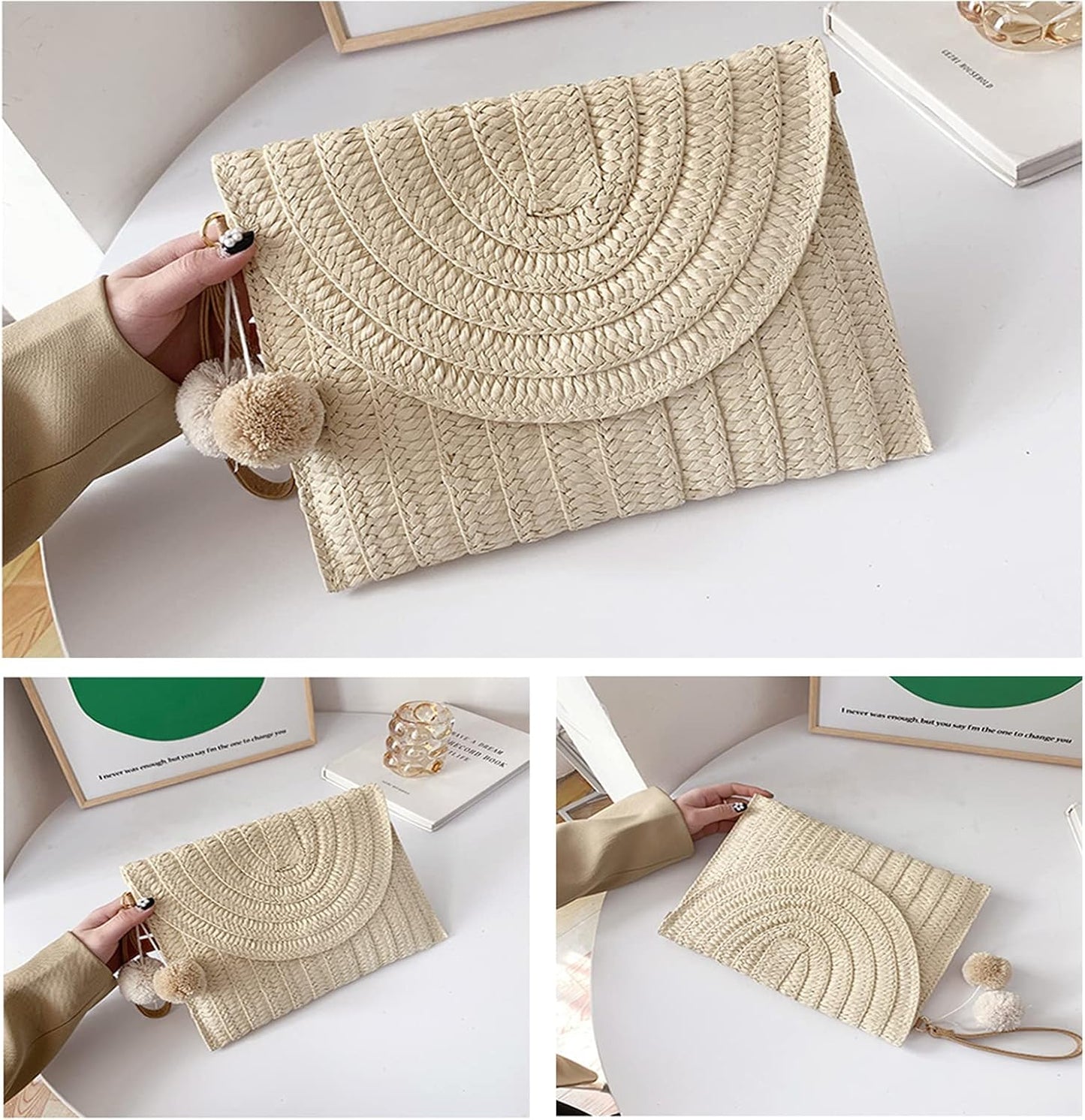 Norvo | Straw Crossbody Bag Sommer Woven Shoulder Purse