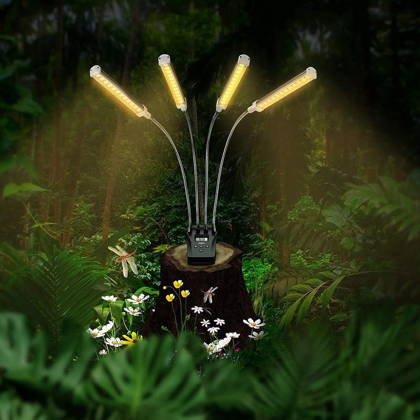 Norvo | Plantevekstlys med 4 fleksible armer og dimmefunksjon for innendørs hager