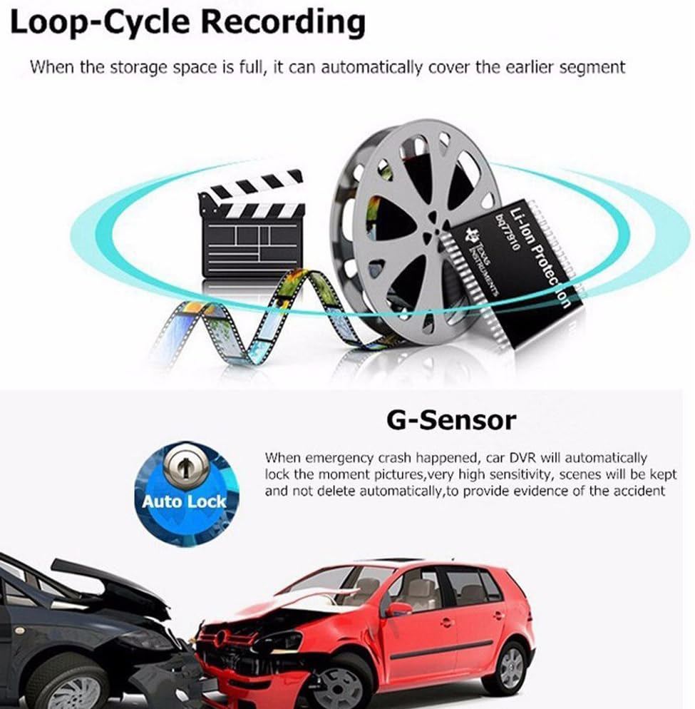 Norvo | WiFi Skjult Dash Cam 1080P med 170° Vidvinkel og G-Sensor