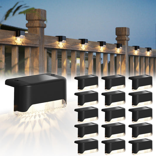 Norvo | 16 Pakke Solcelle Deck Lys - Vanntett Led Gjerde Lys For Hage, Terrasse, Trapp, Svart