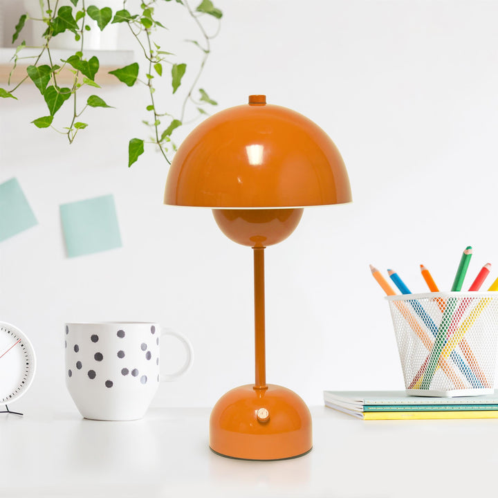 Norvo | Enkle design LED berøringslampe, 11.8" bærbar & oppladbar sopp i oransje