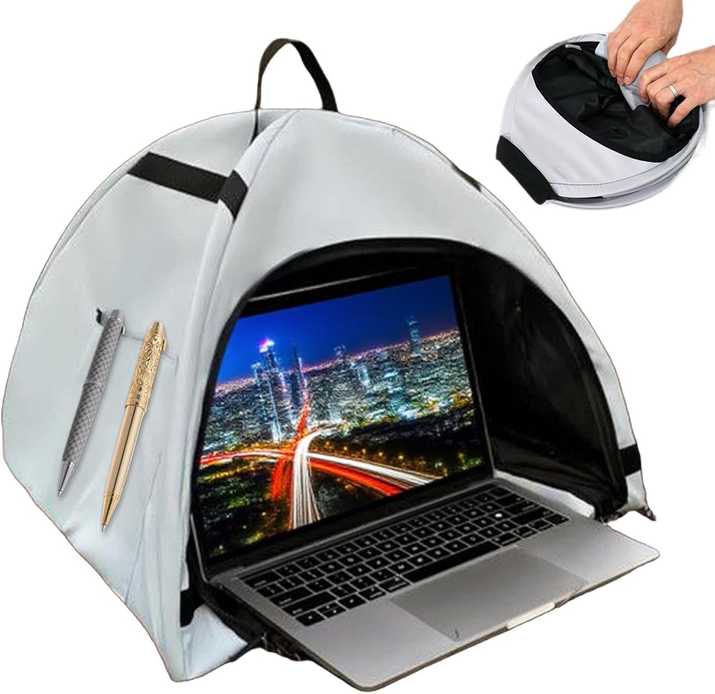 Norvo | Laptop Solskjerm – Sammenleggbar Anti-blendings Personvernstelt for 13–16" Enheter – Travory