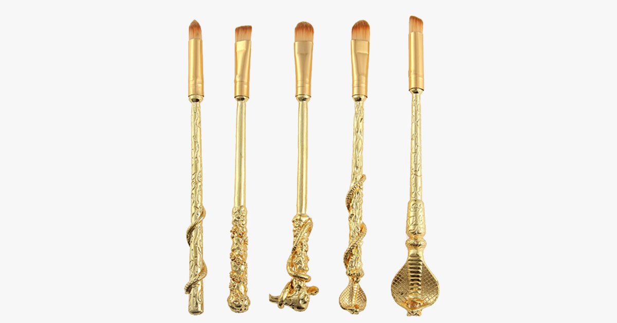 Norvo | Gullbelagt Magisk Penselssett med 5 gullbelagte øyeskyggepensler - Fungerer underverker på øynene dine!