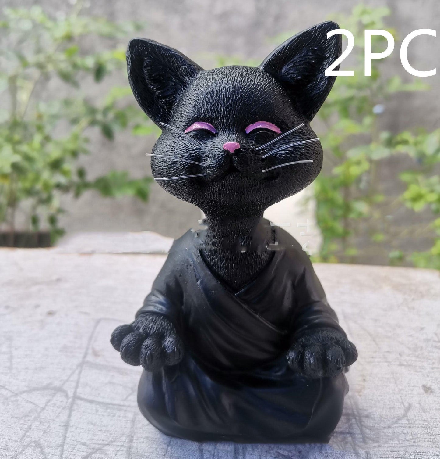 Norvo | Lekker svart Buddha katt figur meditasjon yoga samleobjekt glad katt dekor hjem hagedekorasjon hageornament