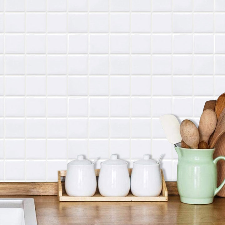 Norvo | Hvit Mosaic Peel & Stick Flis Vanntett Kjøkken Backsplash Tapet