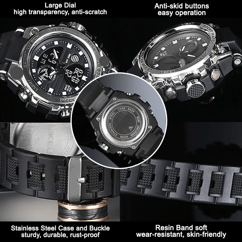 Norvo | Sporty Dual-Display Mode Multifunctional Waterproof Luminous Men's Wristwatch
