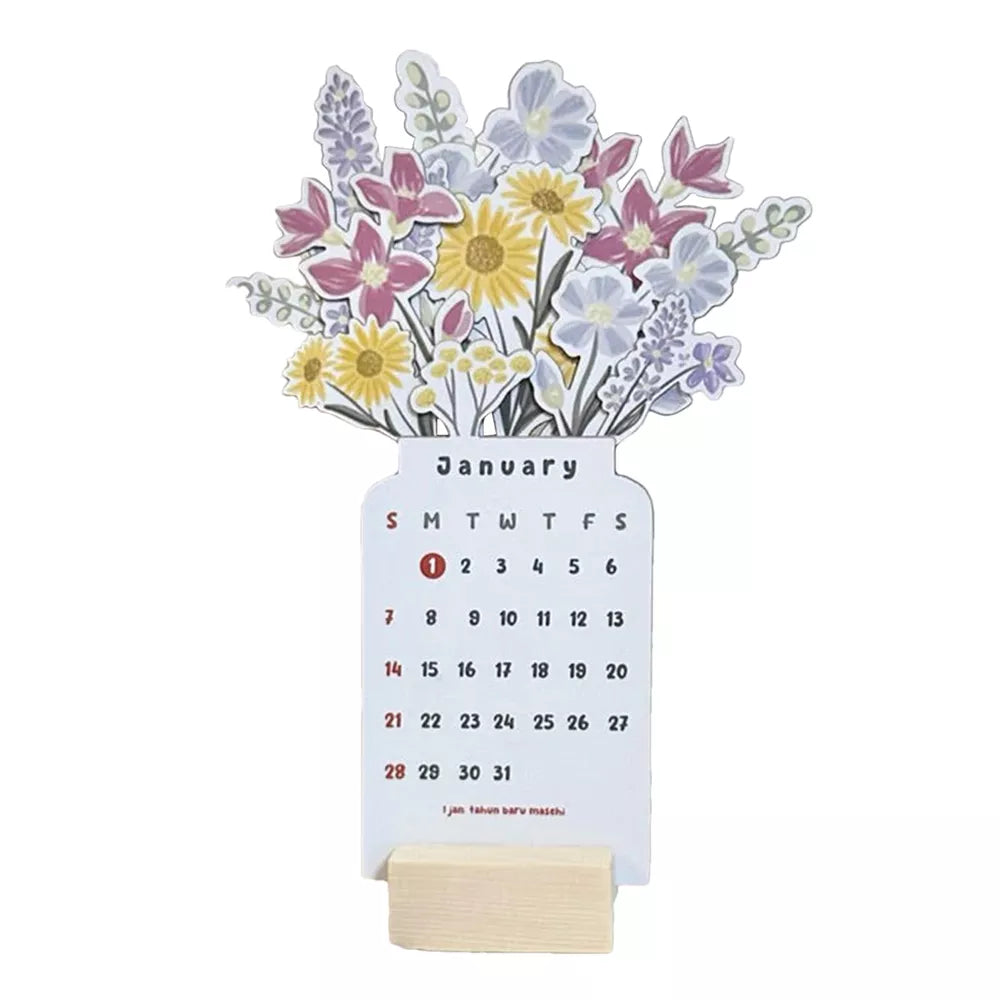 Norvo | 2025 Bloomy Flowers Skrivebords kalender Dekorativ & Funksjonell Planlegger