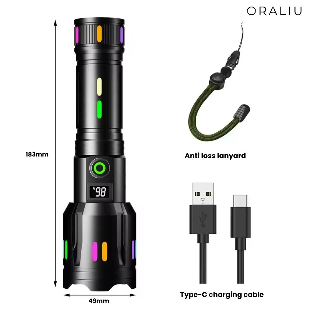 Norvo | Militært LED-lommelykt – Oppladbar – 9000 Lumen