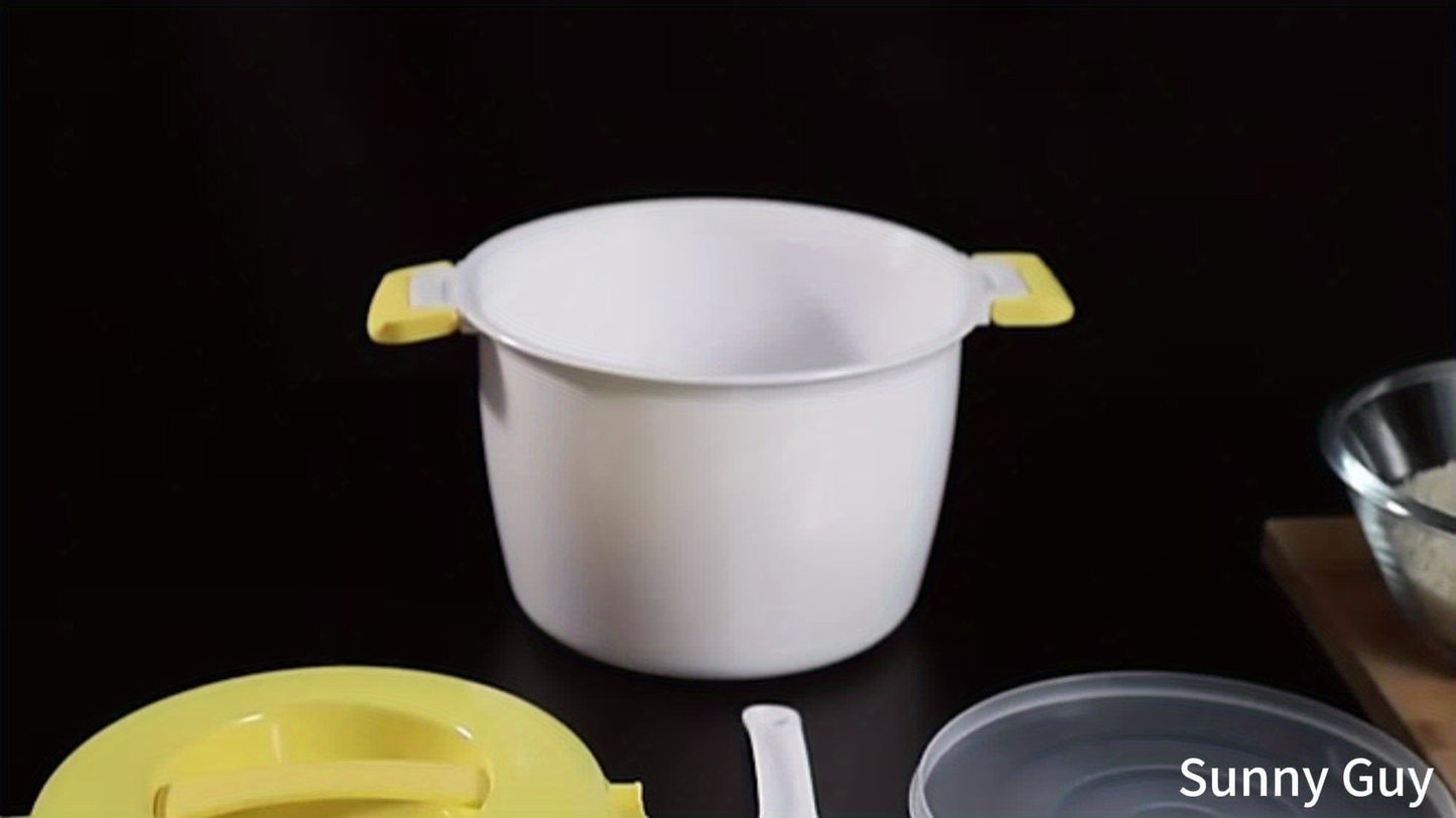 Norvo | Mikrobølgeovn Riskskaper og Dampkoker – Allsidig Grønnsaksdampere, Pasta- Maker, Suppe- og Trykkoker, Multifunksjons Kjøkkenbolle