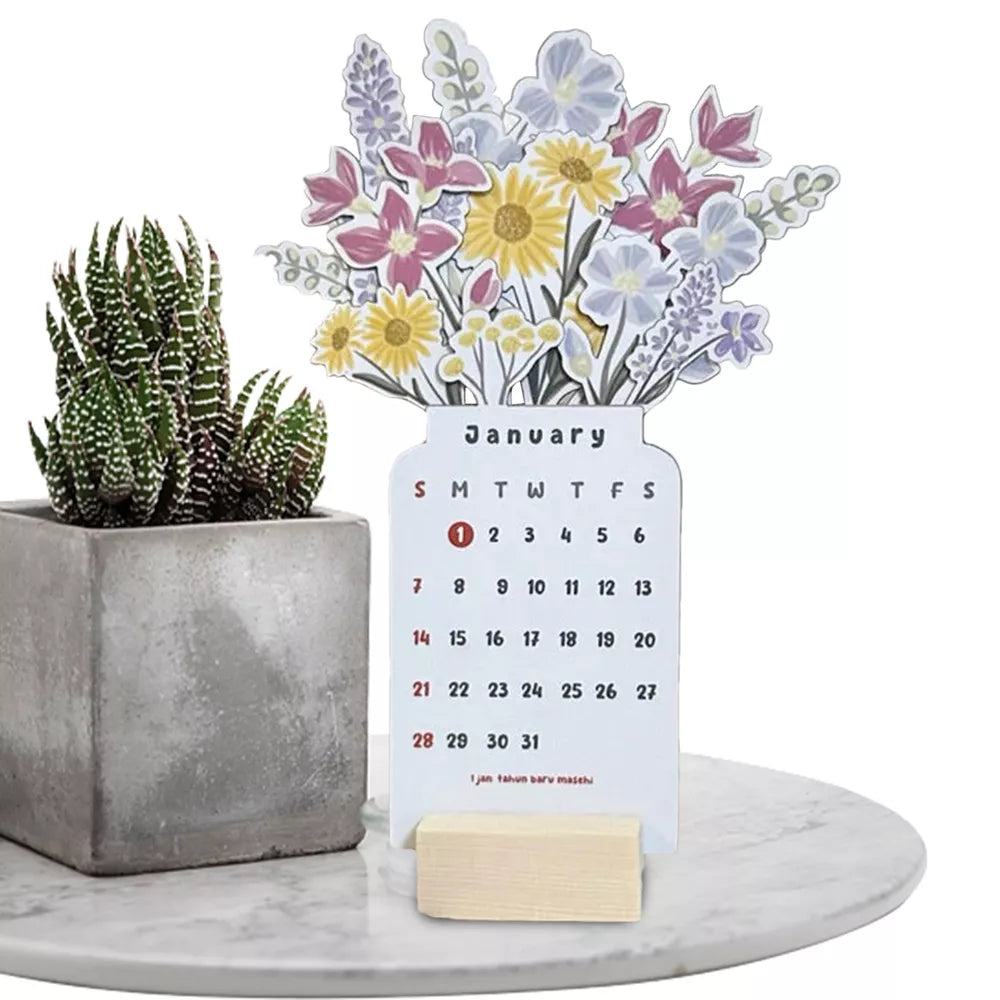 Norvo | 2025 Bloomy Flowers Skrivebords kalender Dekorativ & Funksjonell Planlegger