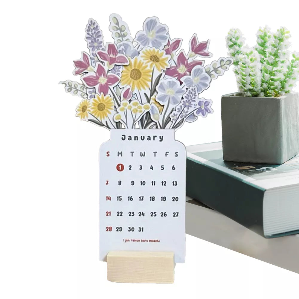 Norvo | 2025 Bloomy Flowers Skrivebords kalender Dekorativ & Funksjonell Planlegger
