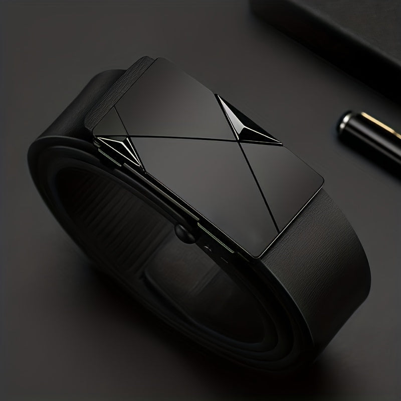 Norvo | Men’s ekte lærbelte med automatisk spenne – Klassisk justerbart storfellelivbelte