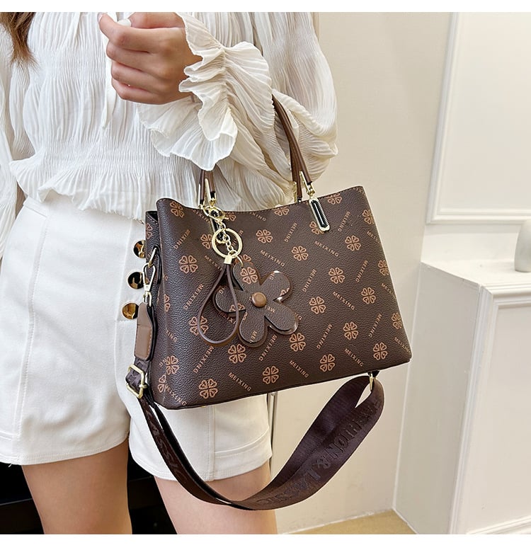 Norvo | Dame Tote Bag | Vintage Blomstertrykk | Faux Skinn | Romslig 20L Kapasitet