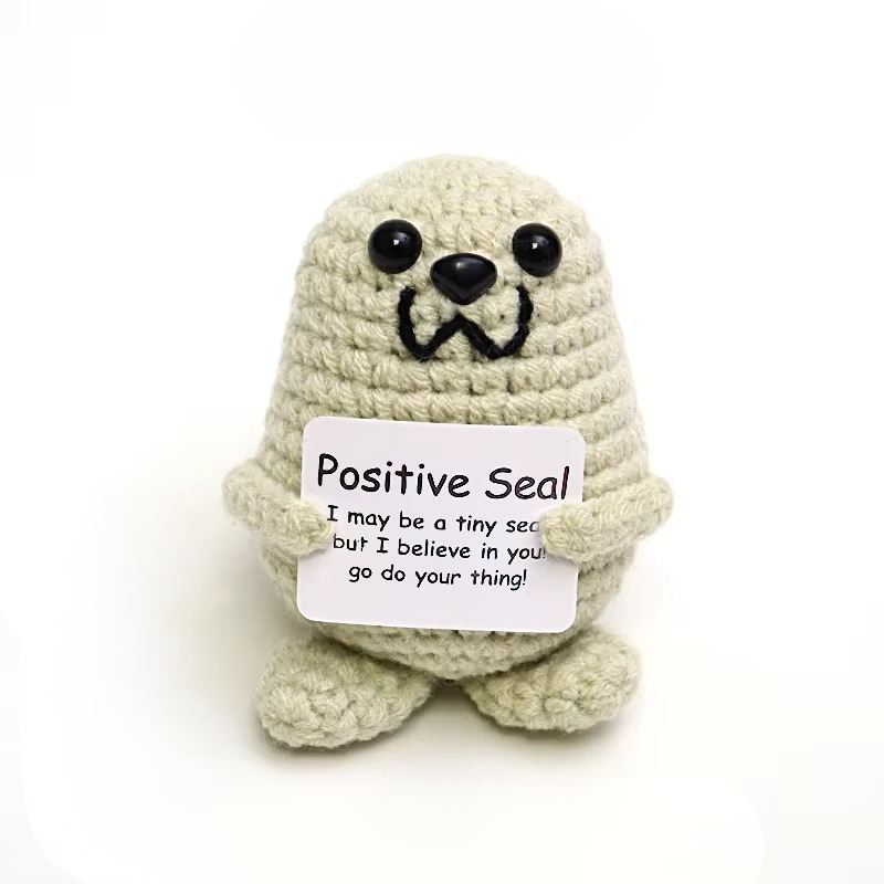 Norvo | Charming Handmade Crocheted Hedgehog Doll with Positive Affirmation Card