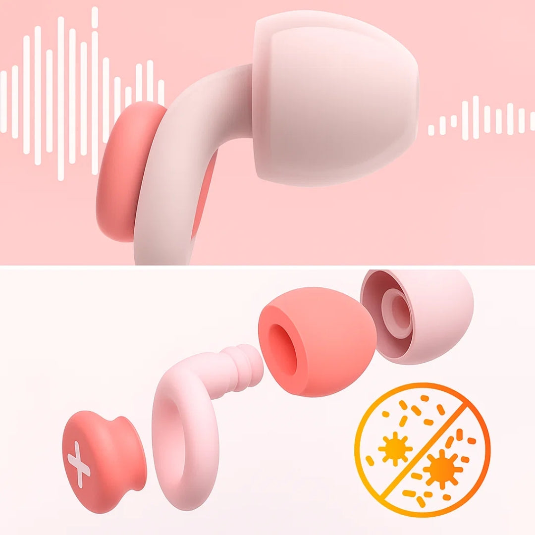 Blokker snorking og bystøy – Myk silikonpassform – Gjenbrukbar og hygienisk – Ideell for side-sovende og reise Norvo