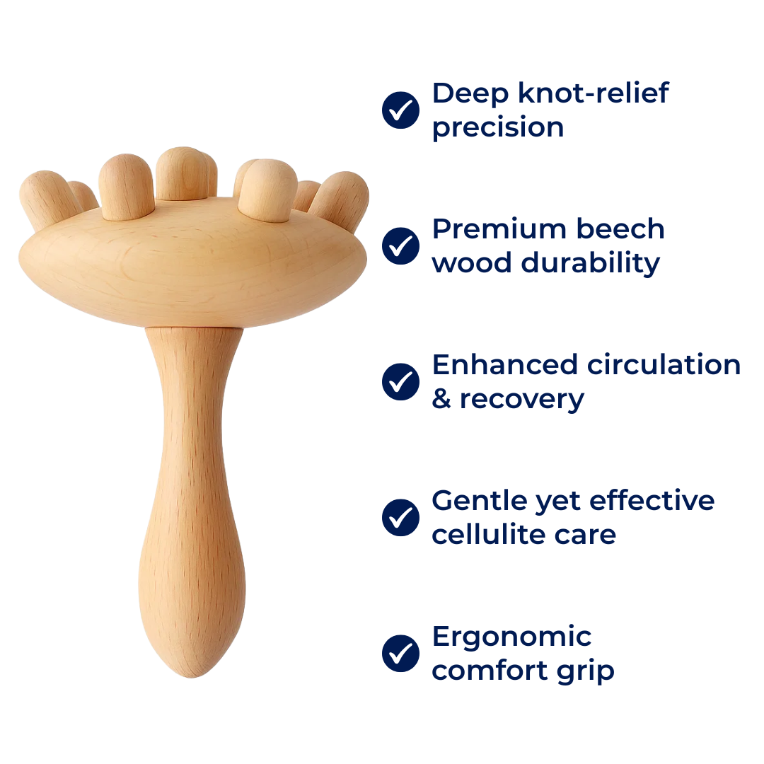 Knot-Relief Booster – Holdbart Bøkefat – Forbedrer Sirkulasjon – Skånsom Cellulitebehandling – Hjemme Avslapningsbolle