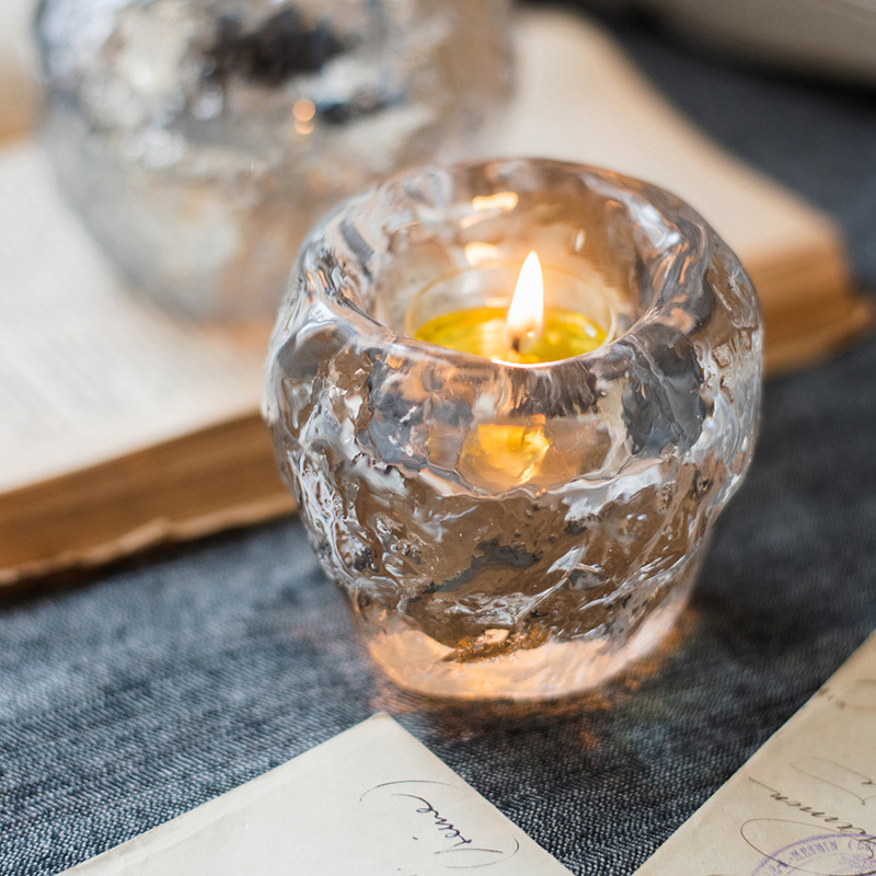 Norvo | Glass Tealight Holder – Dekorativt Lysestake laget av Klart Glass for Koselig Belysning