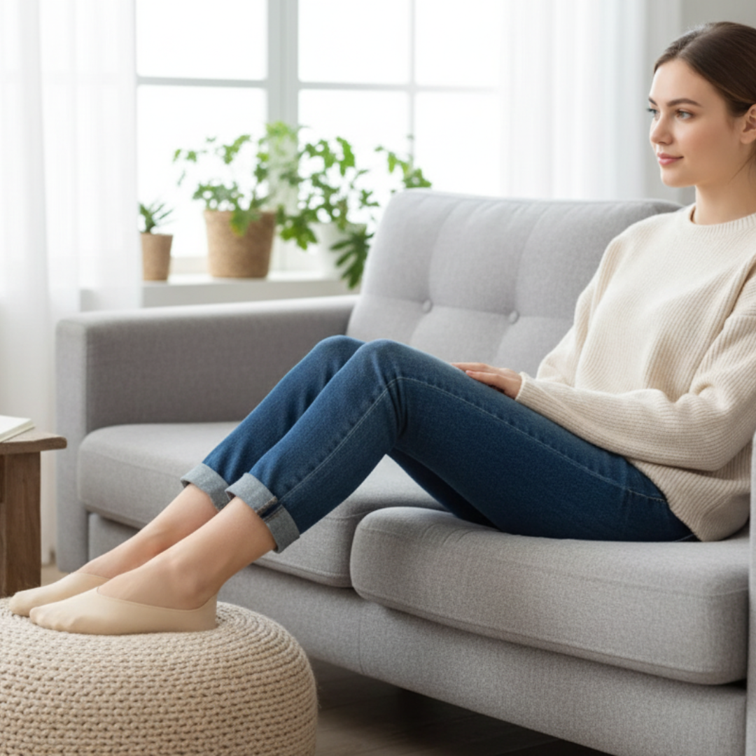 Vis Polstrede Sokker – Støtdempende Komfort – Pustende Bomullspolstring – Antiskli Hæl – Kvinner Hele Dagen Gåing Lindring Norvo