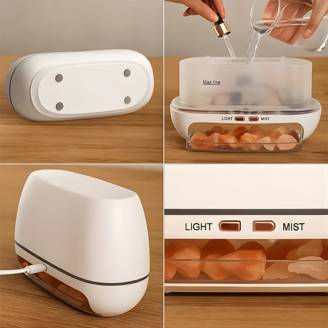 Lindrer tørr luft og hjelper med søvn – Himalaya saltkrystall, stille tåke og beroligende hjemmemiljø velværebolle