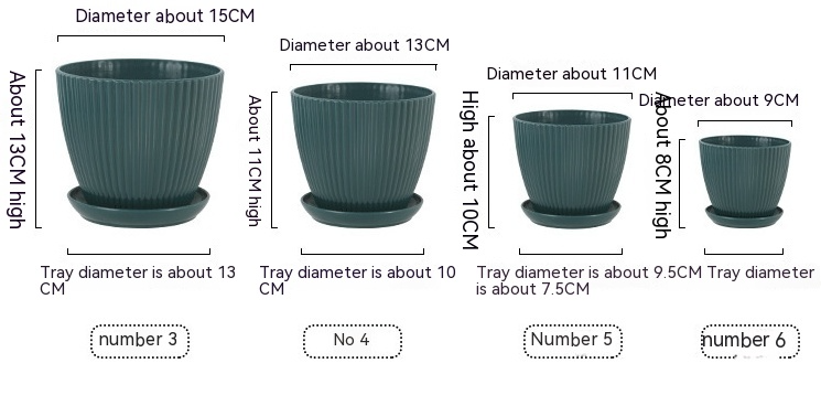Norvo | Blomsterpotte med sporstruktur og skål – Robust plastpotte for planter