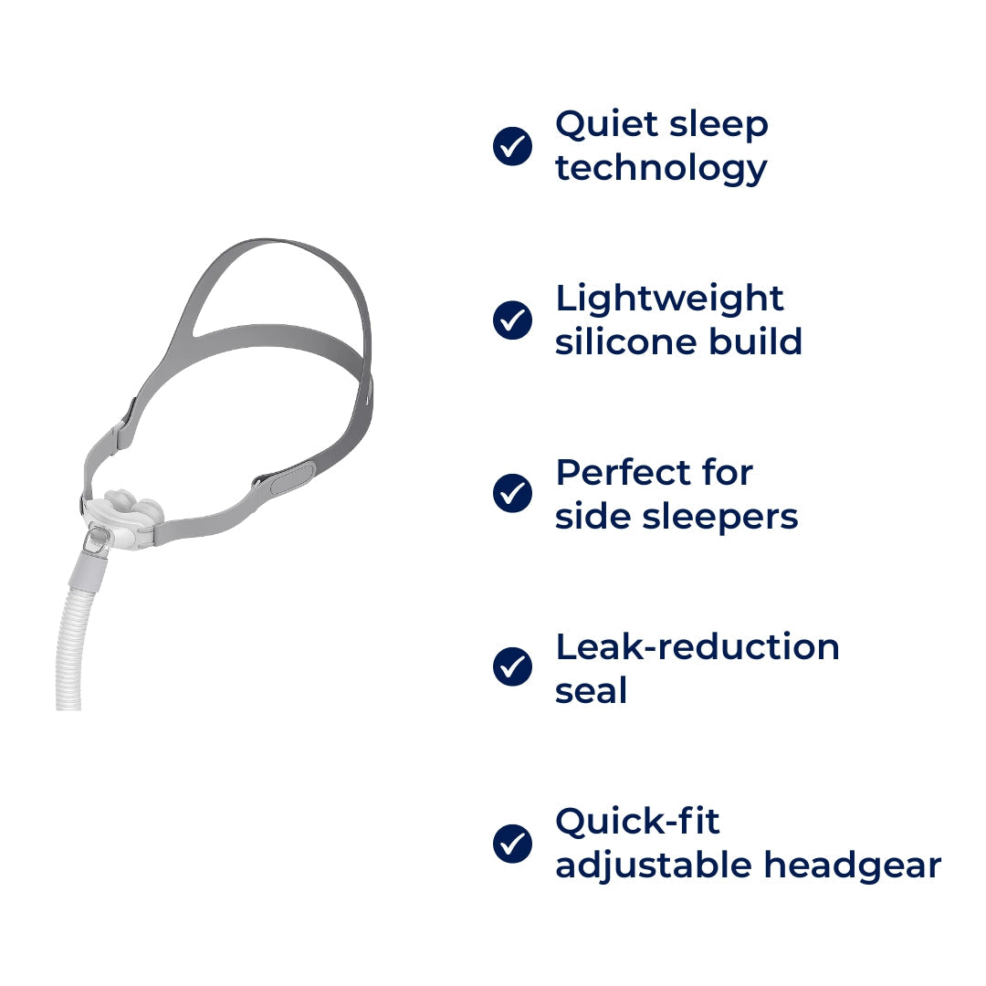 Quiet Sleep – Lettvekts silikon – Side-sovende som søker komfort – Reduserer lekkasjer – Enkel pusteNorvo