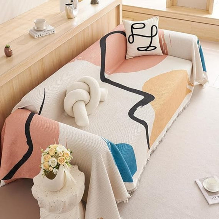Norvo | Lumiere Abstract Tasseled Sofa Cover